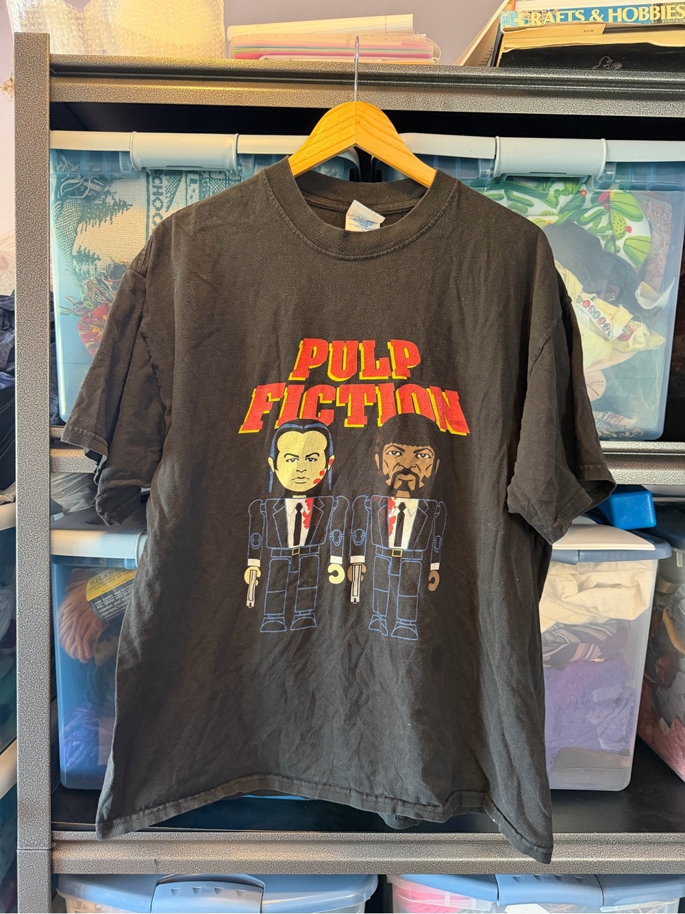 Vintage Pulp Fiction Lego Graphic Black T‑Shirt XL